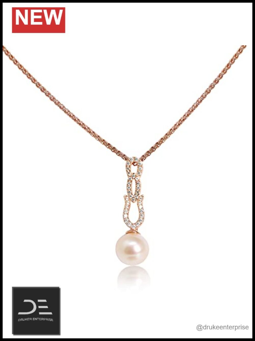925 Freshwater Pearl Pendant Necklace Rose Gold Plated Sterling Silver